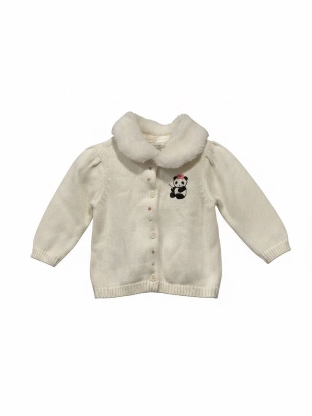 Gymboree NWT Little Panda Cardigan Sweater Removal Collar Embroider Bear 6-12 m